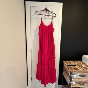 Banana Republic Vibrant Pink Silk Maxi Dress